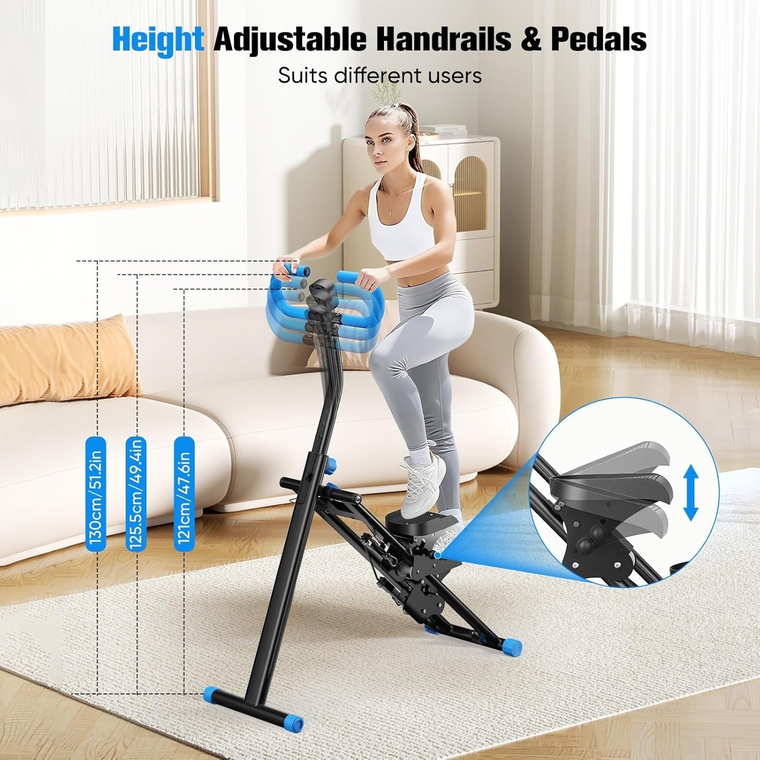 Foldable Vertical Stair Climber w/ Adjustable Handrails, LCD Monitor & 150kg Max - Kwikley