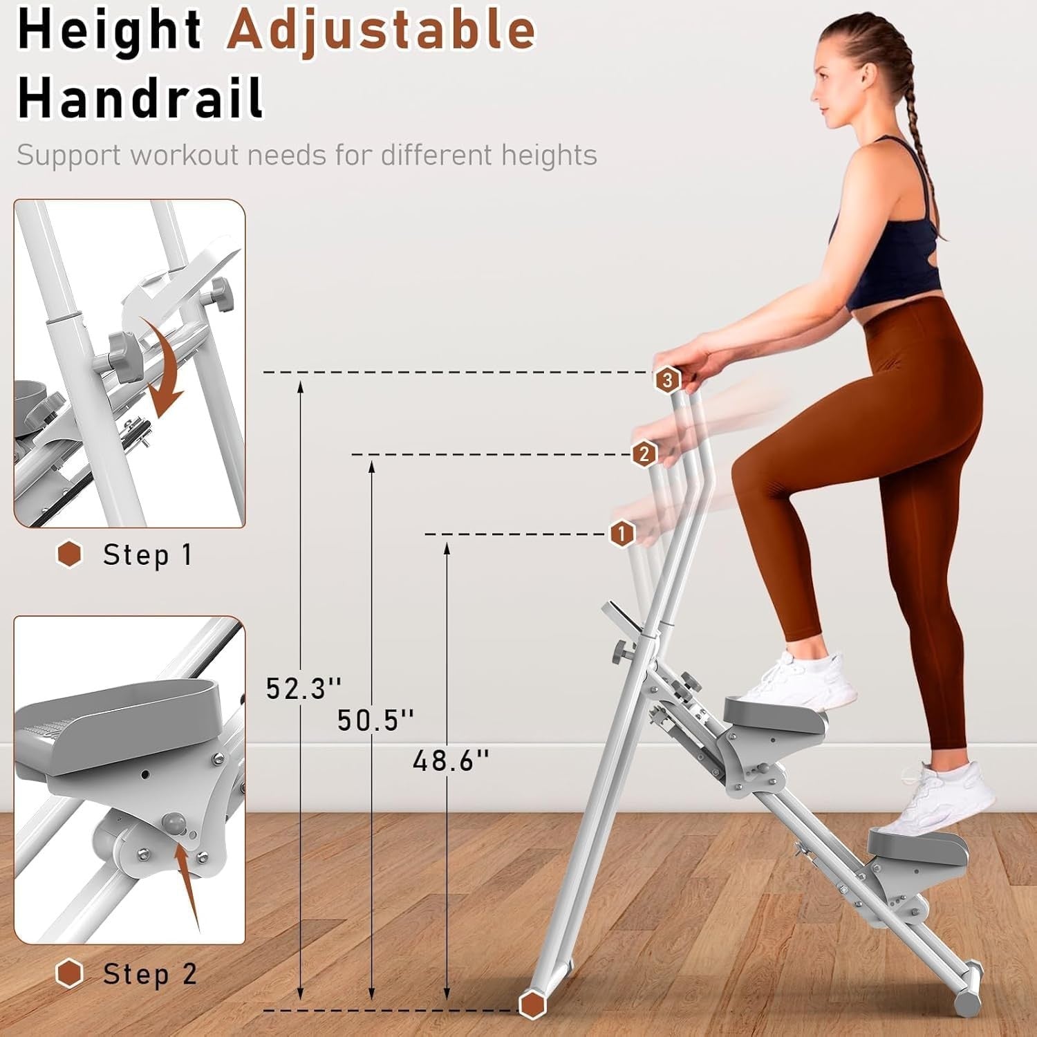 Foldable Vertical Stair Climber w/ Adjustable Incline, Large Pedals LCD Display - Kwikley