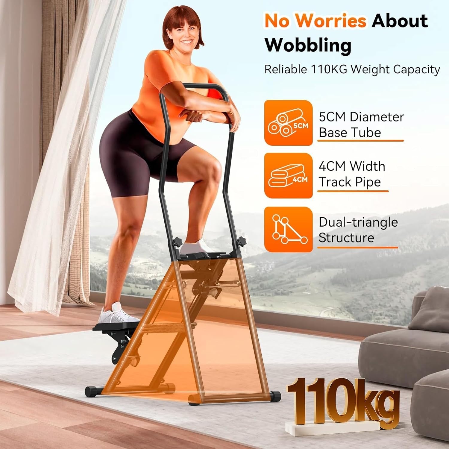 Foldable Vertical Stair Climber w/ Adjustable Incline, Large Pedals LCD Tracker - Kwikley