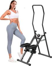 Foldable Vertical Stair Climber w/ Adjustable Incline, Large Pedals LCD Tracker - Kwikley