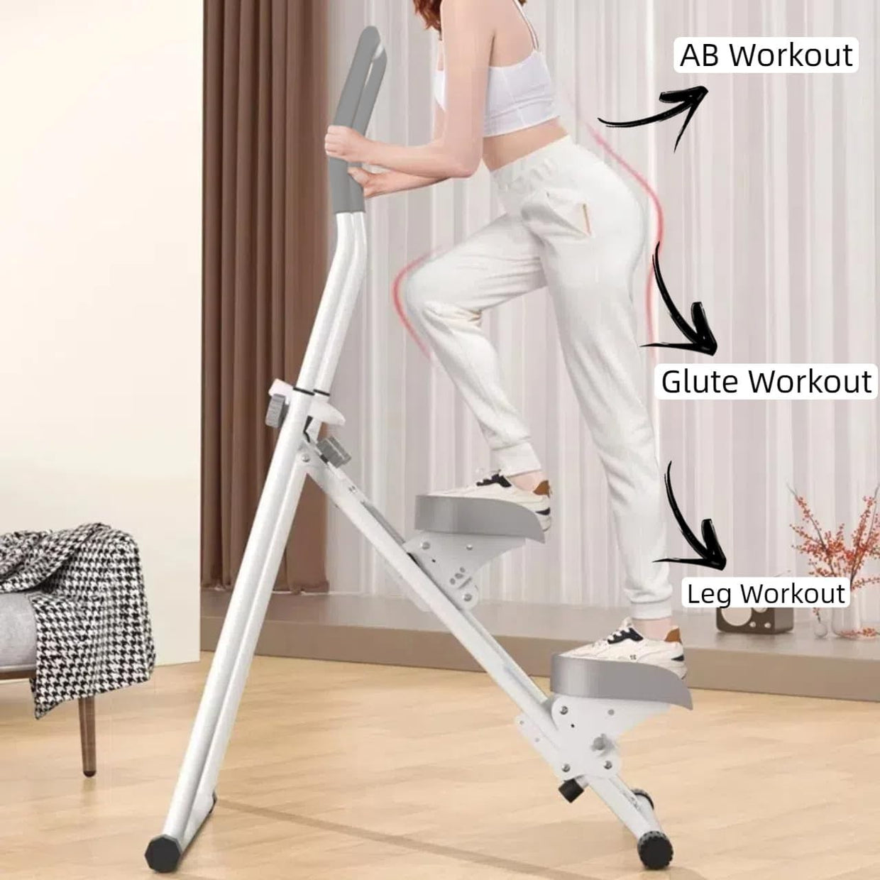 Foldable Vertical Stair Climber w/ Adjustable Step Range & Handlebar – 242lbs - Kwikley