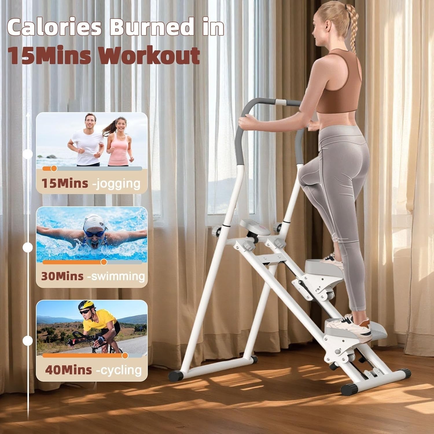 Foldable Vertical Stair Climber w/ Adjustable Step Range & Handlebar – 242lbs - Kwikley