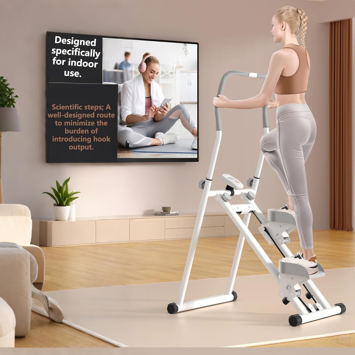 Foldable Vertical Stair Climber w/ Adjustable Step Range & Handlebar – 242lbs - Kwikley