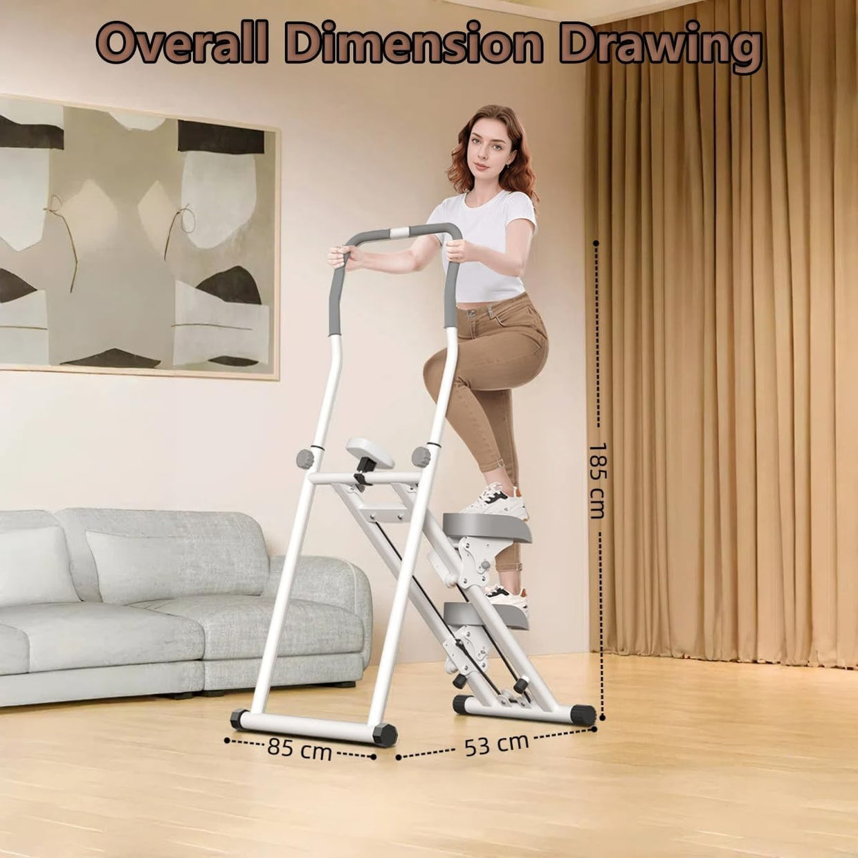 Foldable Vertical Stair Climber w/ Adjustable Step Range & Handlebar – 242lbs - Kwikley