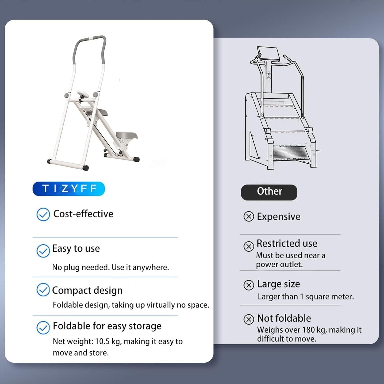 Foldable Vertical Stair Climber w/ Adjustable Step Range & Handlebar – 242lbs - Kwikley