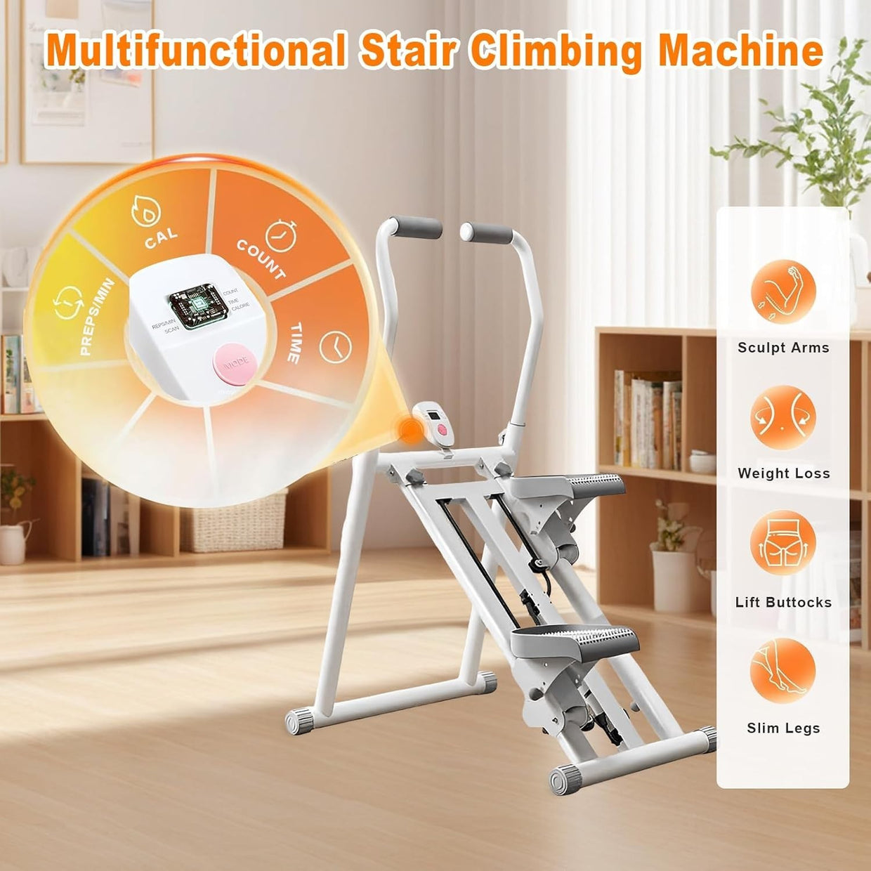 Foldable Vertical Stair Climber w/ LCD Monitor, 3 - Level Resistance & 300lb Max - Kwikley