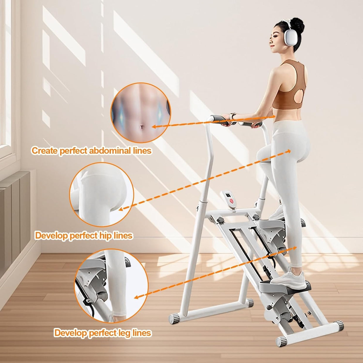 Foldable Vertical Stair Climber w/ LCD Monitor, 3 - Level Resistance & 300lb Max - Kwikley