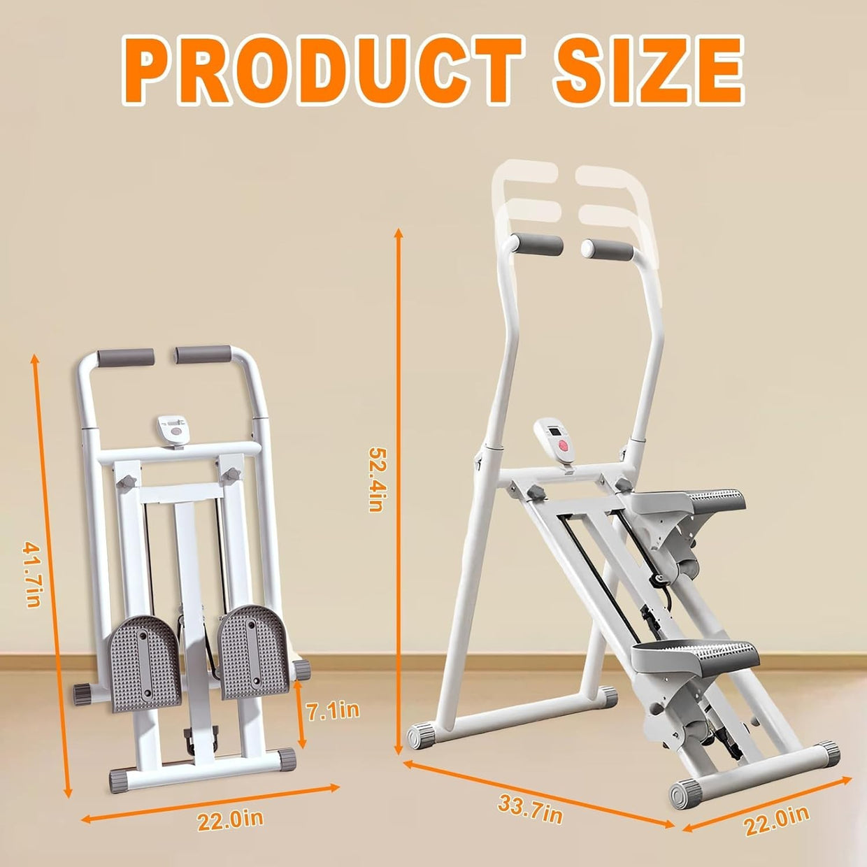 Foldable Vertical Stair Climber w/ LCD Monitor, 3 - Level Resistance & 300lb Max - Kwikley