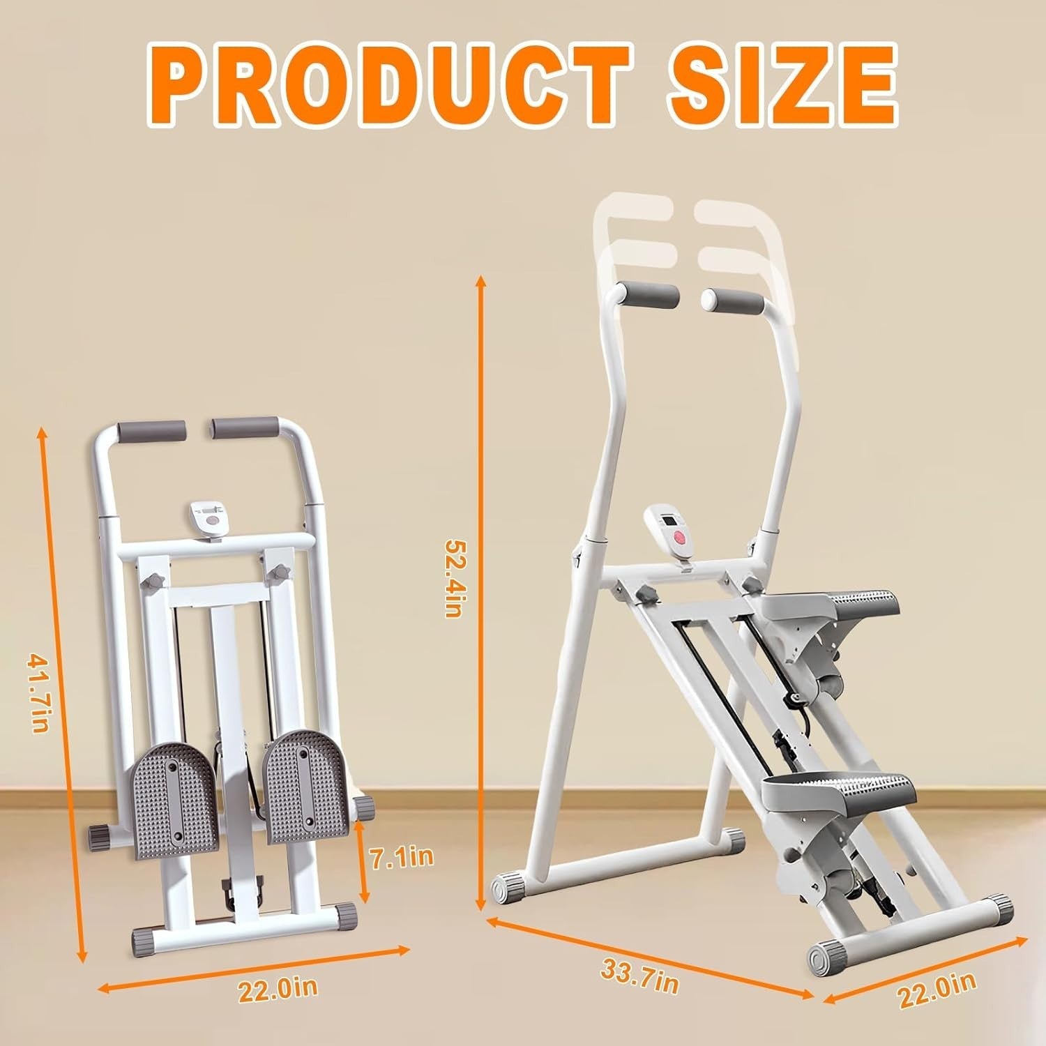 Foldable Vertical Stair Climber w/ LCD Monitor, 3 - Level Resistance & 300lb Max - Kwikley