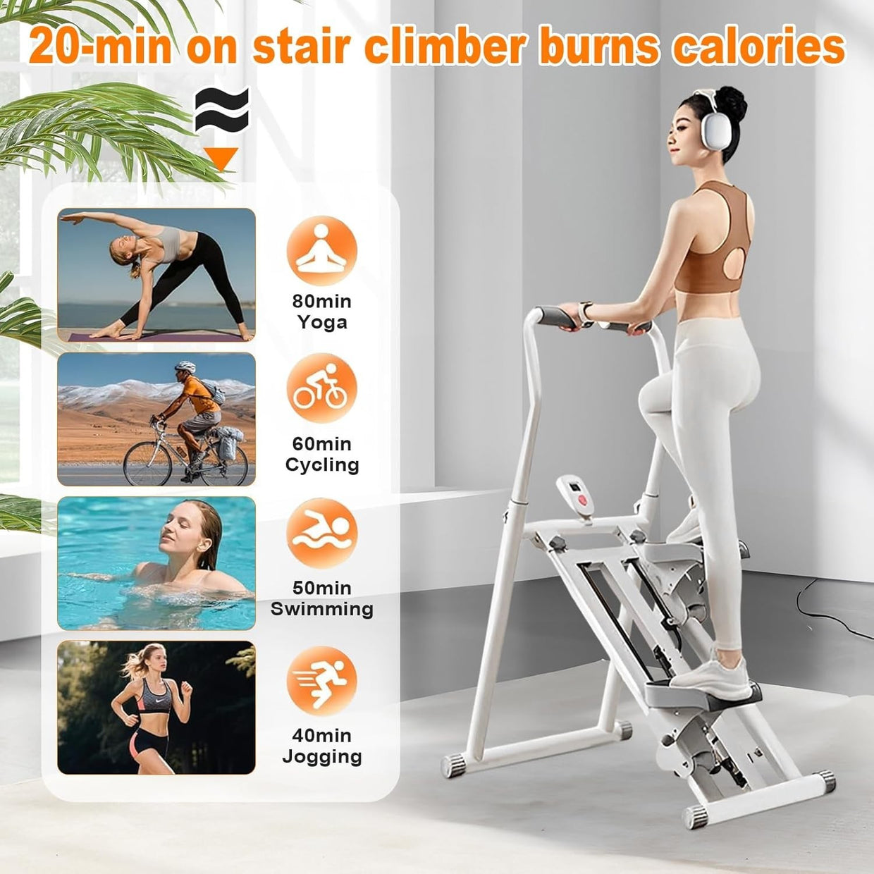 Foldable Vertical Stair Climber w/ LCD Monitor, 3 - Level Resistance & 300lb Max - Kwikley