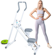 Foldable Vertical Stair Climber w/ LCD Monitor, Adjustable Handlebar & 150kg - Kwikley