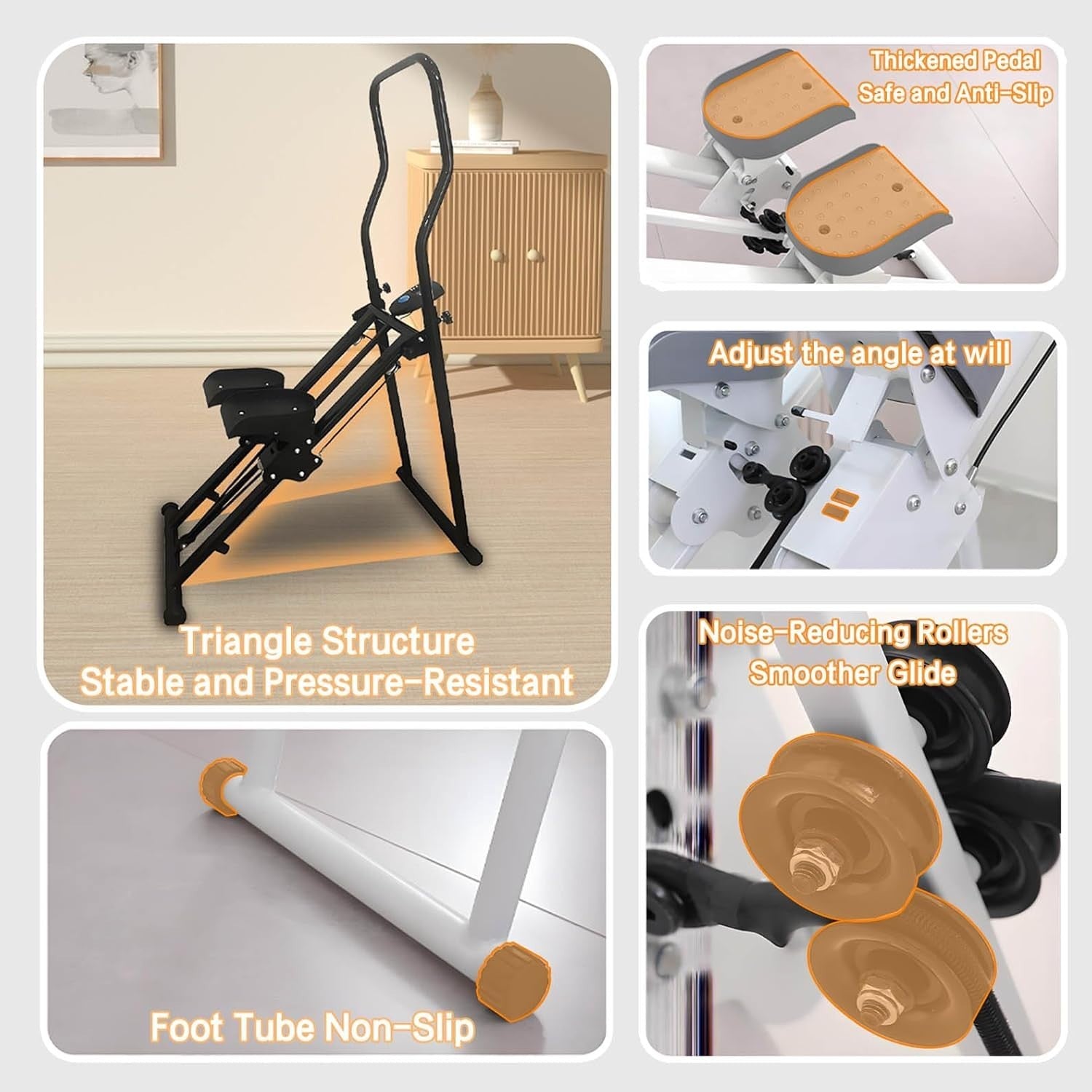 Foldable Vertical Stair Climber w/ LCD Monitor, Adjustable Handles & 330lb - Kwikley
