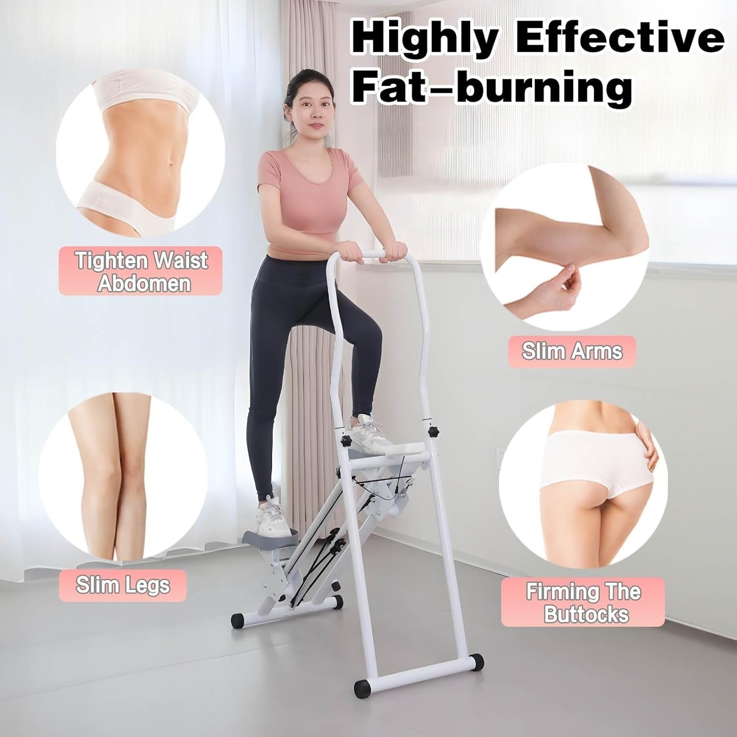 Foldable Vertical Stair Climber w/ LCD Monitor, Adjustable Handles & 330lb - Kwikley