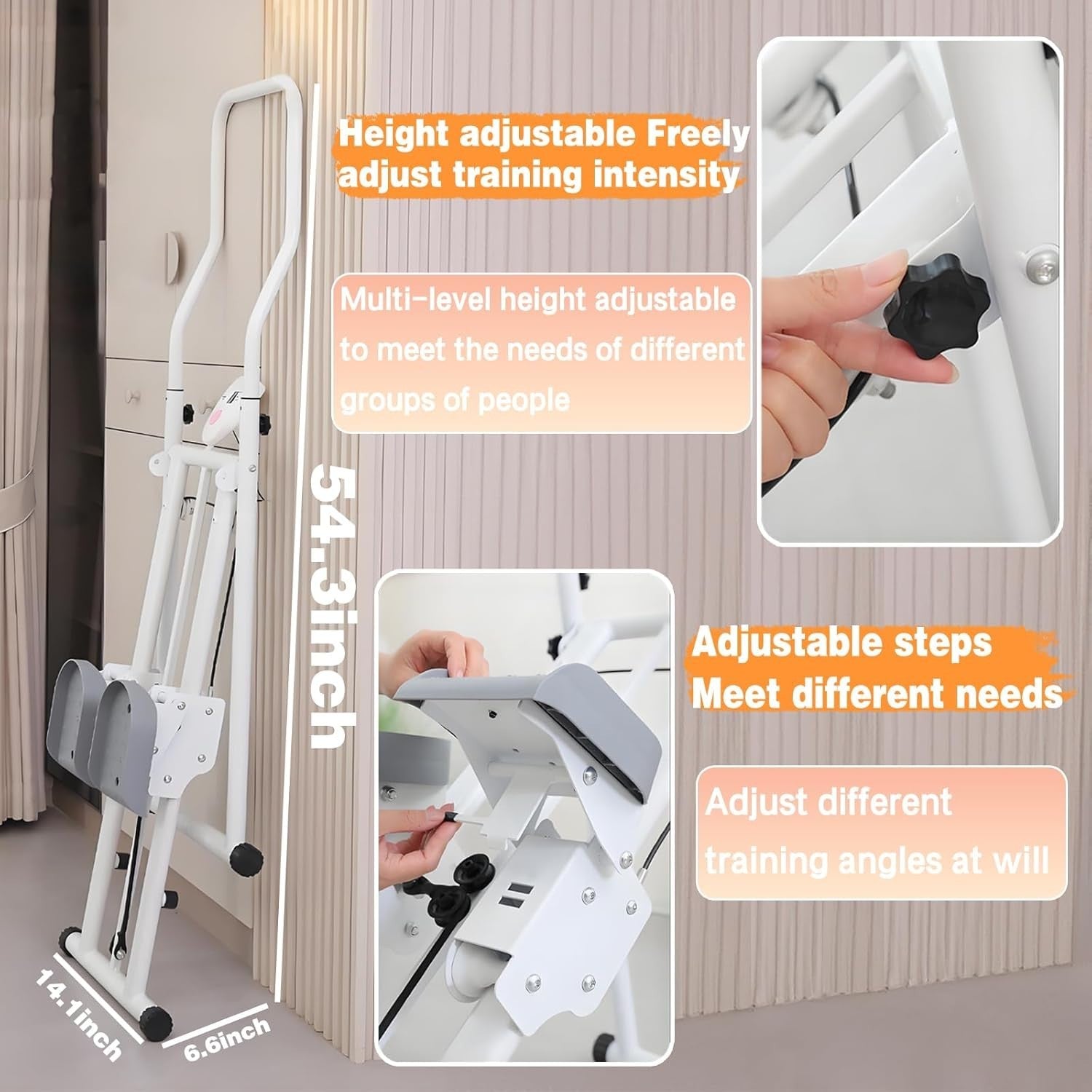 Foldable Vertical Stair Climber w/ LCD Monitor, Adjustable Handles & 330lb - Kwikley