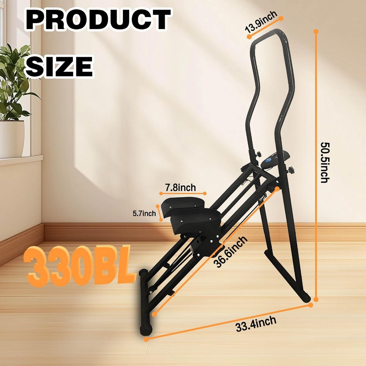 Foldable Vertical Stair Climber w/ LCD Monitor, Adjustable Handles & 330lb - Kwikley