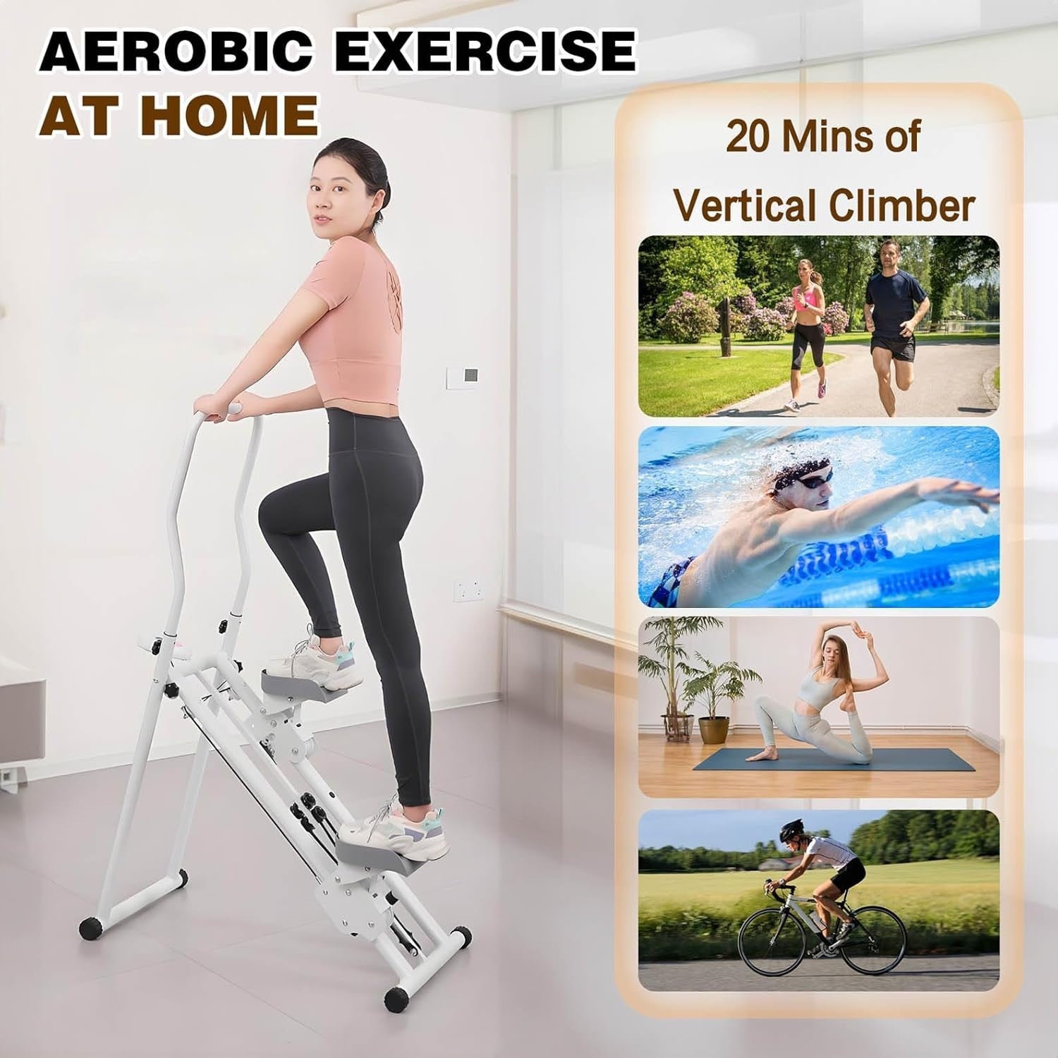 Foldable Vertical Stair Climber w/ LCD Monitor, Adjustable Handles & 330lb - Kwikley