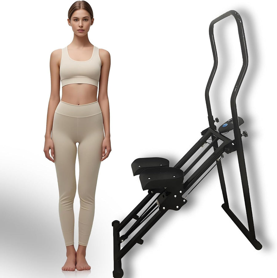Foldable Vertical Stair Climber w/ LCD Monitor, Adjustable Handles & 330lb - Kwikley