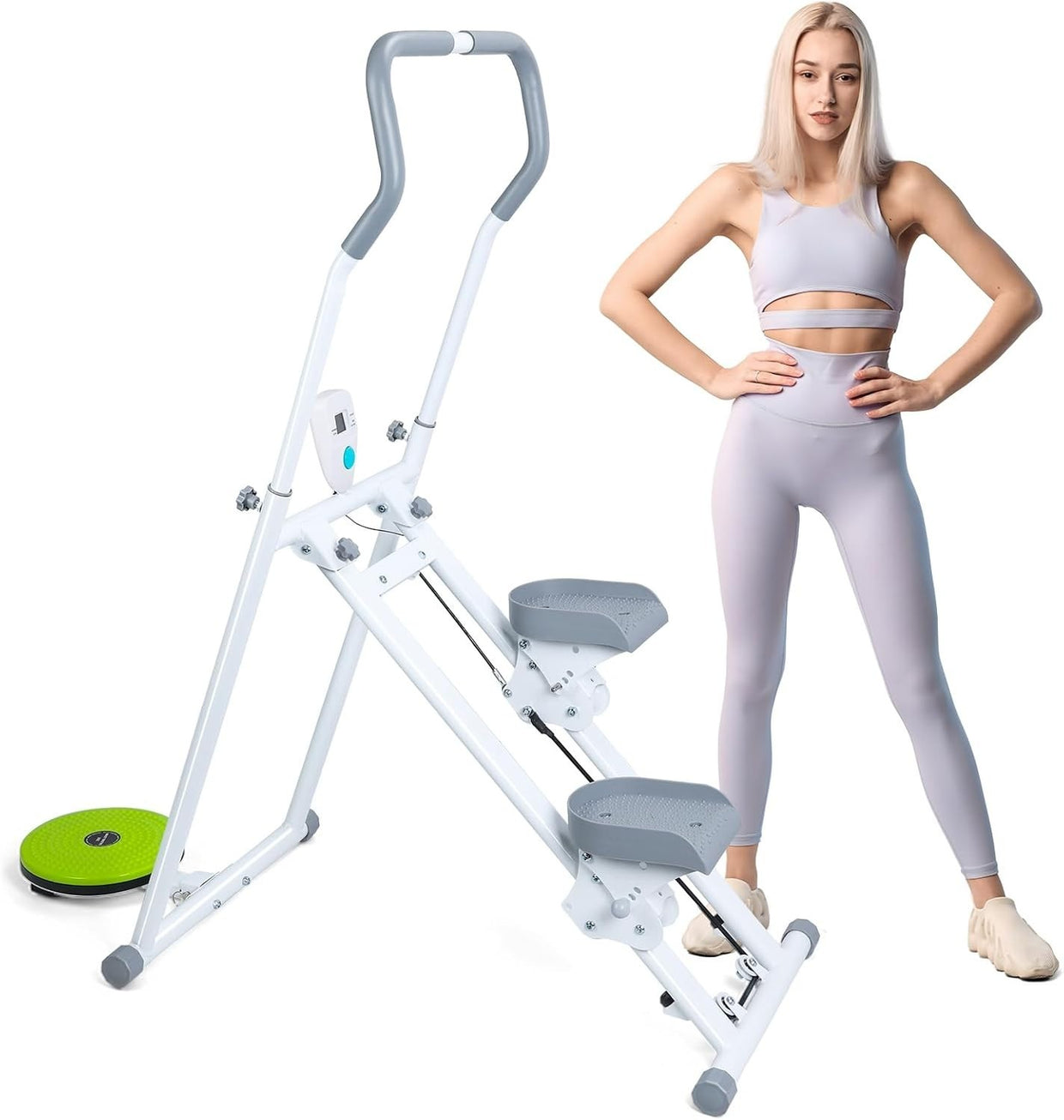 Foldable Vertical Stair Climber w/ LCD Monitor, Adjustable Pedals 265lb Capacity - Kwikley