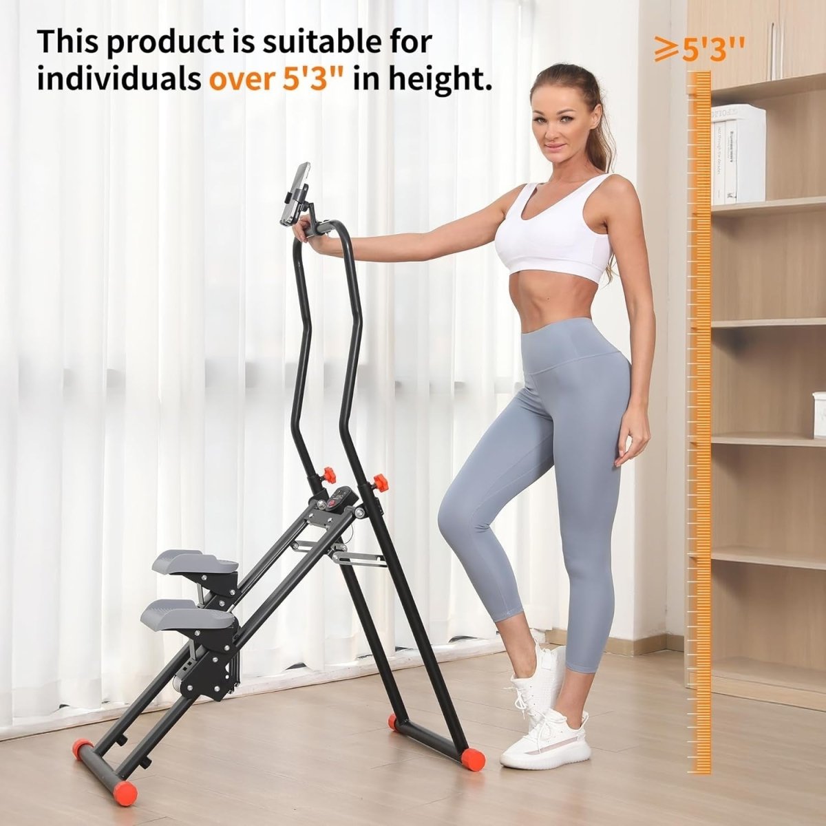 Foldable Vertical Stair Stepper Climber Adjustable Resistance Handle & Holder - Kwikley