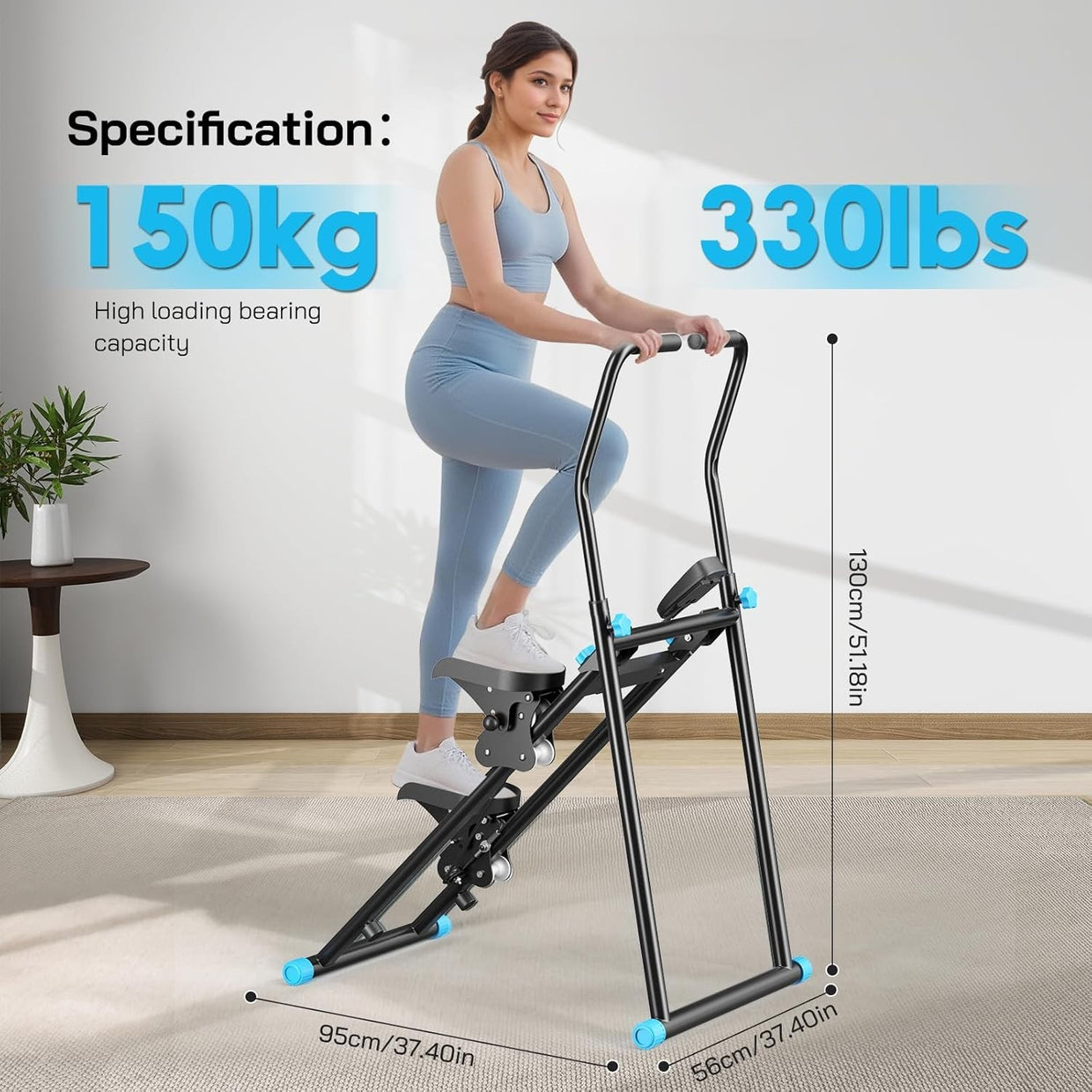 Foldable Vertical Stair Stepper for Home w/ LCD Monitor, Adjustable Height - Kwikley