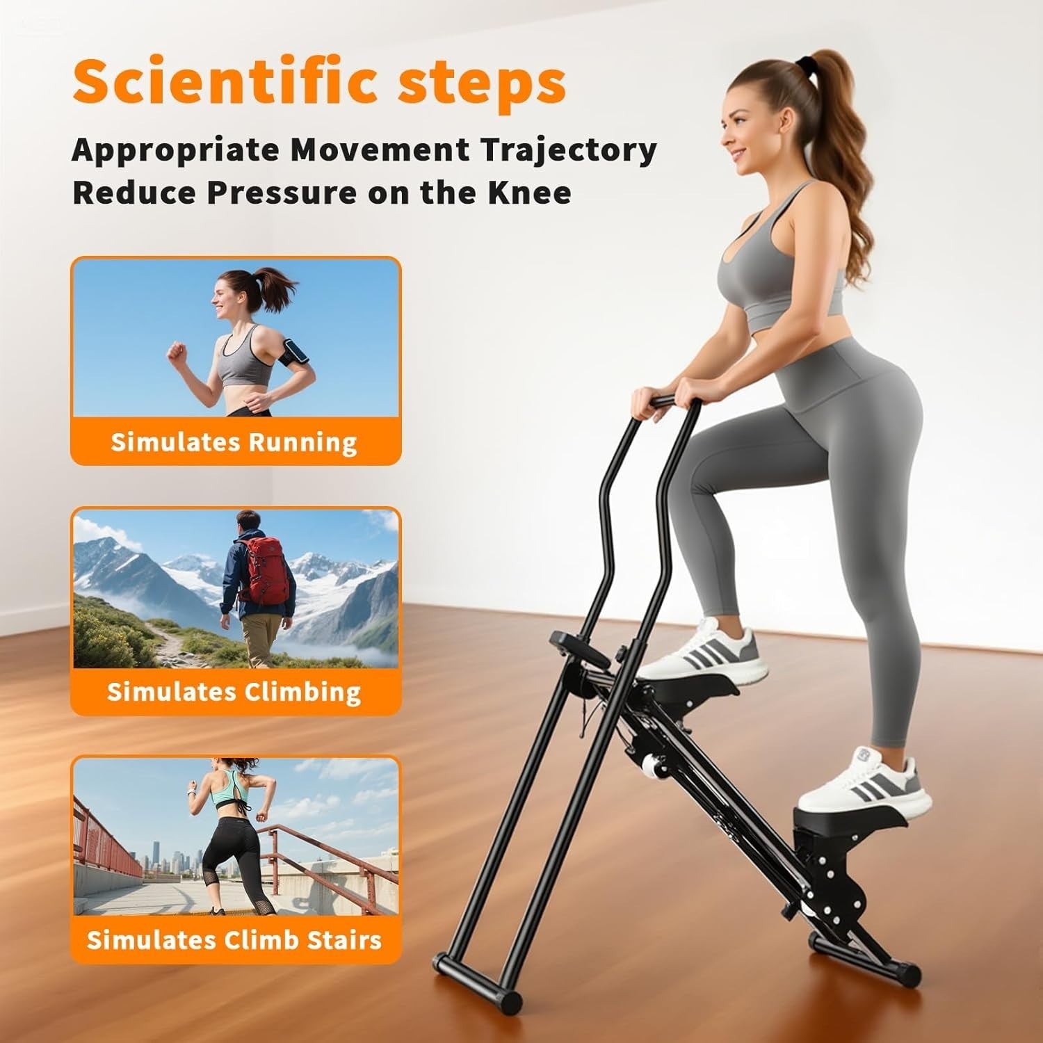 Foldable Vertical Stair Stepper w/ Adjustable Handlebar, LCD Monitor & 136kg - Kwikley