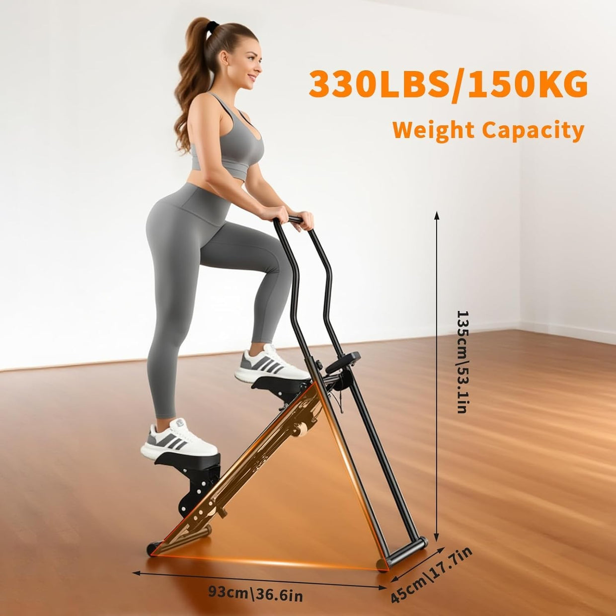 Foldable Vertical Stair Stepper w/ Adjustable Handlebar, LCD Monitor & 136kg - Kwikley
