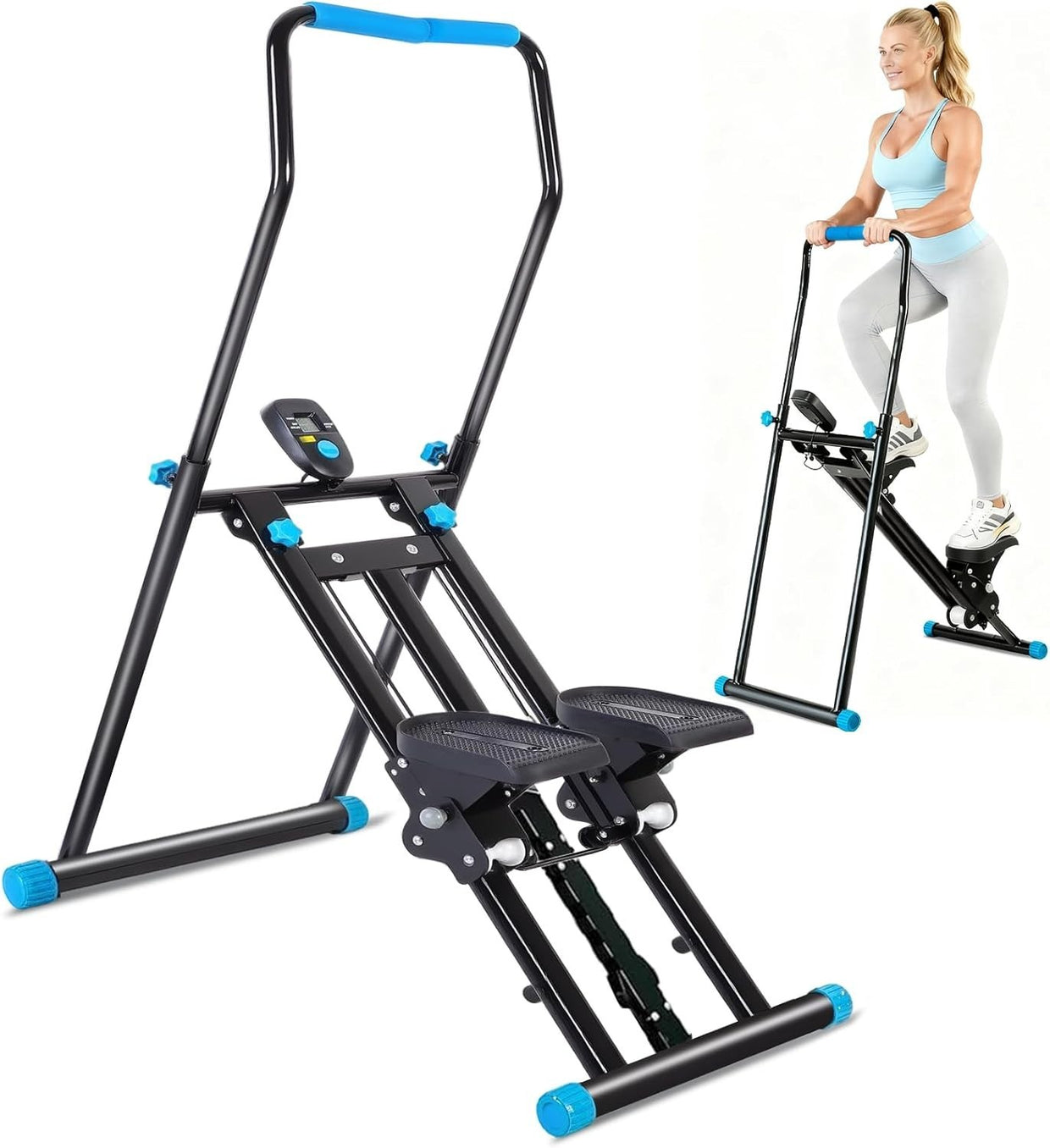 Foldable Vertical Stair Stepper w/ LCD, 3 Resistance Levels & Adjustable Pedals - Kwikley