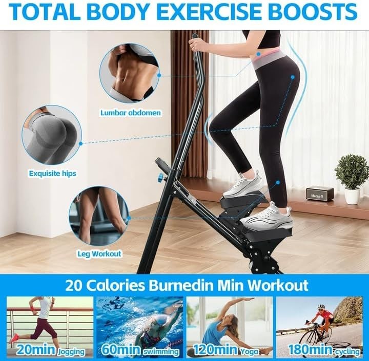 Foldable Vertical Stair Stepper w/ LCD, 3 Resistance Levels & Adjustable Pedals - Kwikley