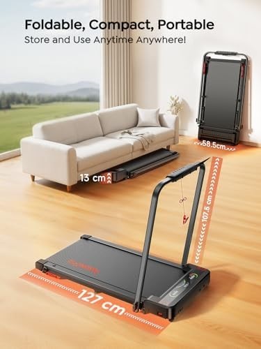 Foldable Walking Pad 12km/h Quiet Treadmill w/ Incline & Dual LED Displays - Kwikley
