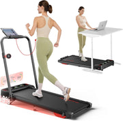 Foldable Walking Pad 12km/h Quiet Treadmill w/ Incline & Dual LED Displays - Kwikley
