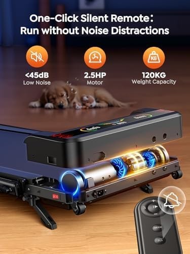Foldable Walking Pad 12km/h Quiet Treadmill w/ Incline & Dual LED Displays - Kwikley