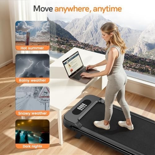 Foldable Walking Pad 7% Incline 2.5HP Under Desk Treadmill 130kg Handle Bar - Kwikley