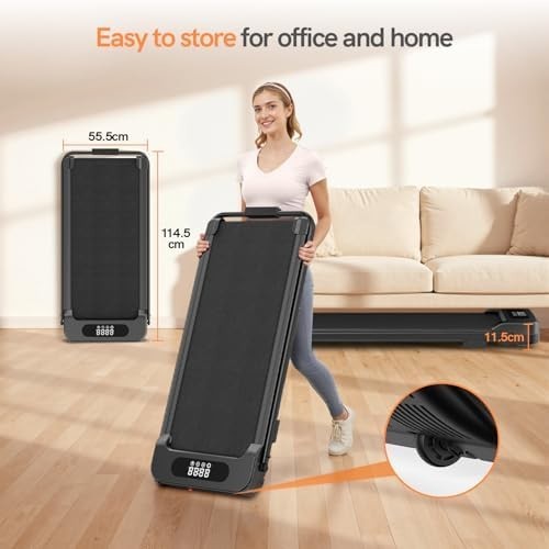 Foldable Walking Pad 7% Incline 2.5HP Under Desk Treadmill 130kg Handle Bar - Kwikley