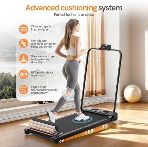 Foldable Walking Pad 7% Incline w/ Handle Bar 2.5HP Under Desk Treadmill 130KG - Kwikley