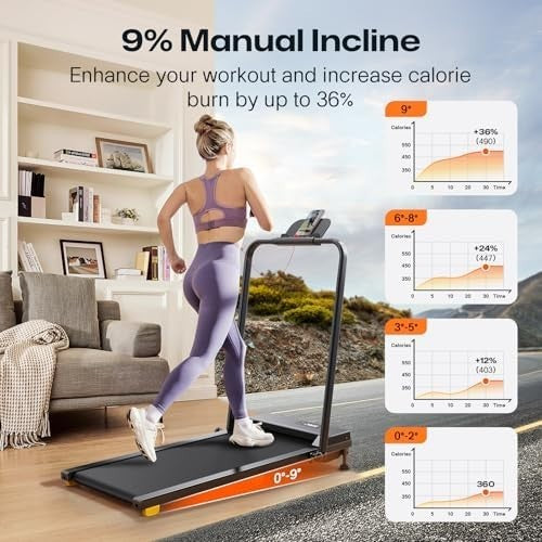 Foldable Walking Pad 9% Incline 10km/h Under Desk Treadmill Quiet Motor HIIT - Kwikley