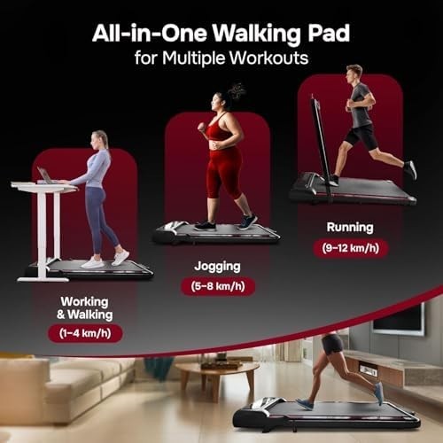 Foldable Walking Pad Treadmill 12km/h Incline with Remote & Ankle Weights - Kwikley