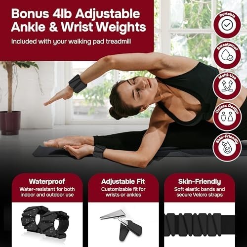 Foldable Walking Pad Treadmill 12km/h Incline with Remote & Ankle Weights - Kwikley