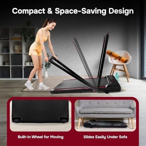 Foldable Walking Pad Treadmill 12km/h Incline with Remote & Ankle Weights - Kwikley