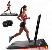 Foldable Walking Pad Treadmill 12km/h Incline with Remote & Ankle Weights - Kwikley
