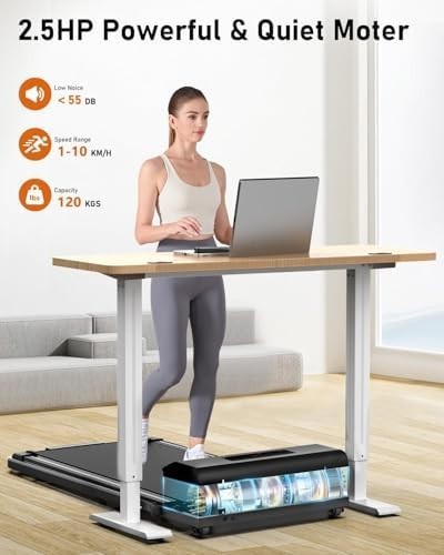 Foldable Walking Pad Treadmill 2.5HP 1 - 10km/h Under Desk Compact Home - Kwikley