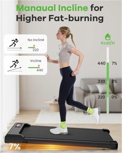 Foldable Walking Pad Treadmill 8KM/H Incline LED Remote Compact Home Office - Kwikley