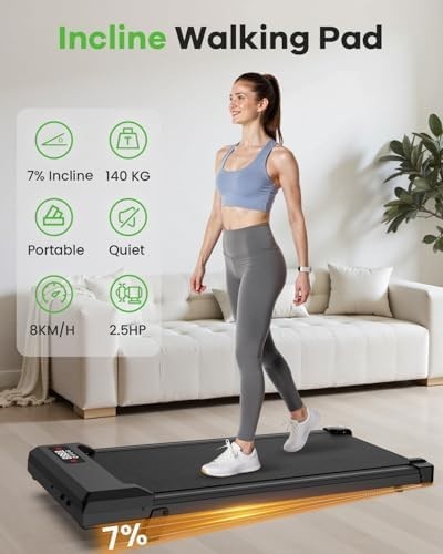 Foldable Walking Pad Treadmill 8KM/H Incline LED Remote Compact Home Office - Kwikley