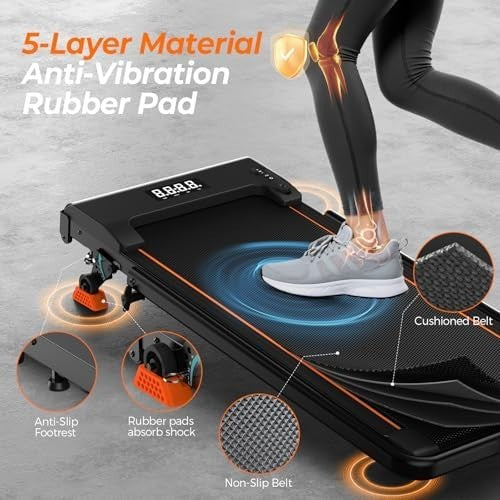 Foldable Walking Pad Treadmill 9% Incline 2.5HP Wide Belt Handle Home Office - Kwikley