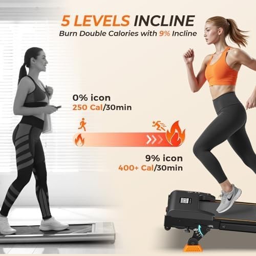 Foldable Walking Pad Treadmill 9% Incline 2.5HP Wide Belt Handle Home Office - Kwikley