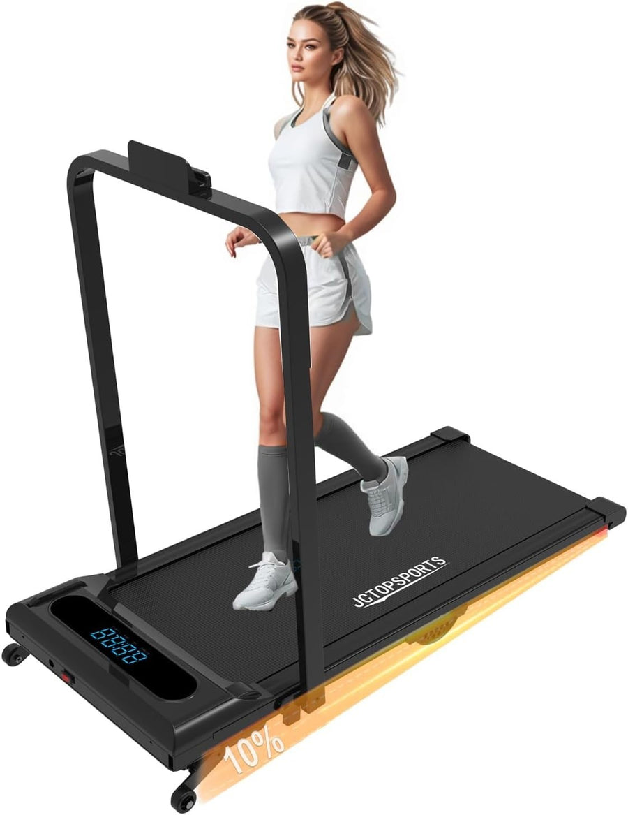 Foldable Walking Treadmill 10% Incline Under Desk LED Display Black - Kwikley