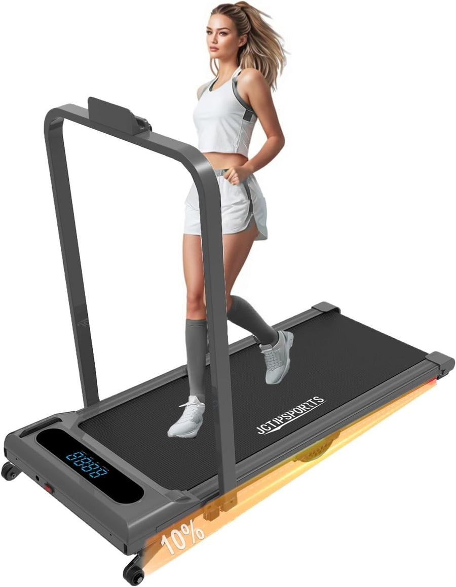 Foldable Walking Treadmill 9% Incline Under Desk LED Display Grey - Kwikley