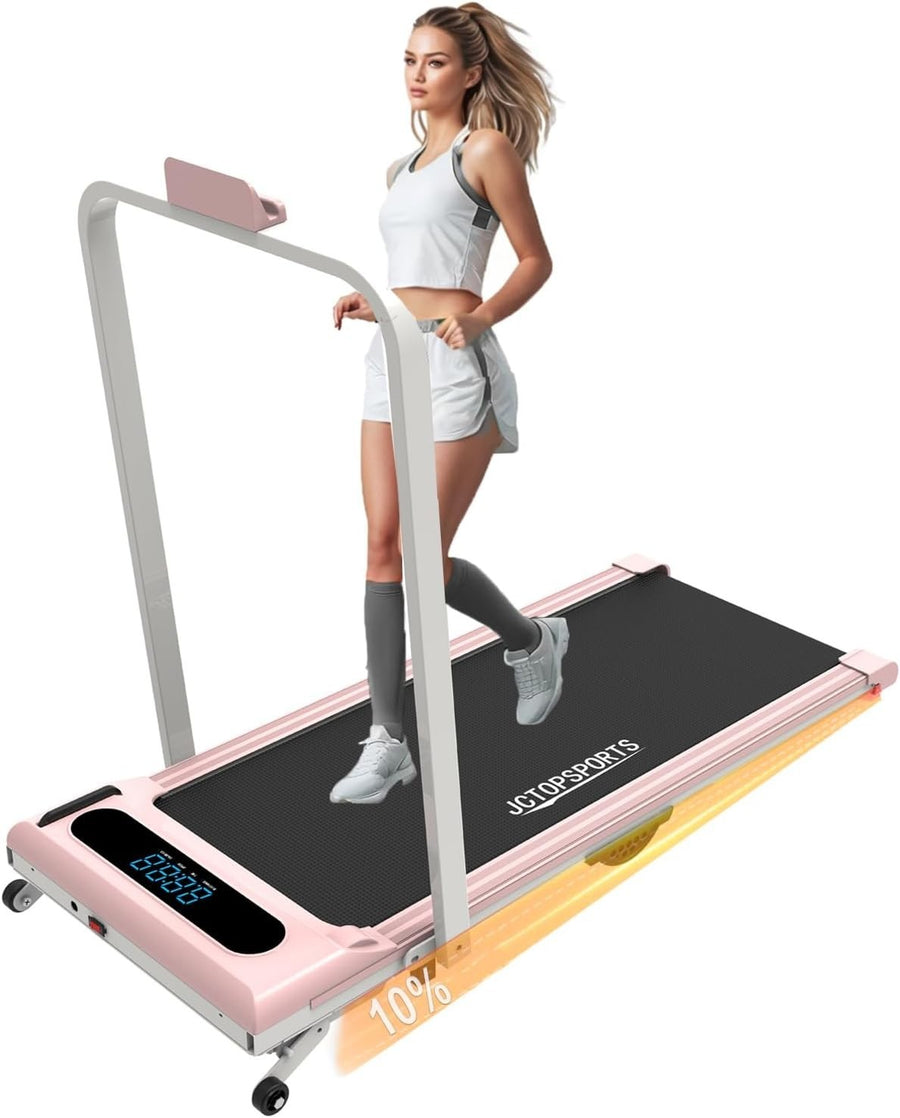 Foldable Walking Treadmill 9% Incline Under Desk LED Display Pink - Kwikley