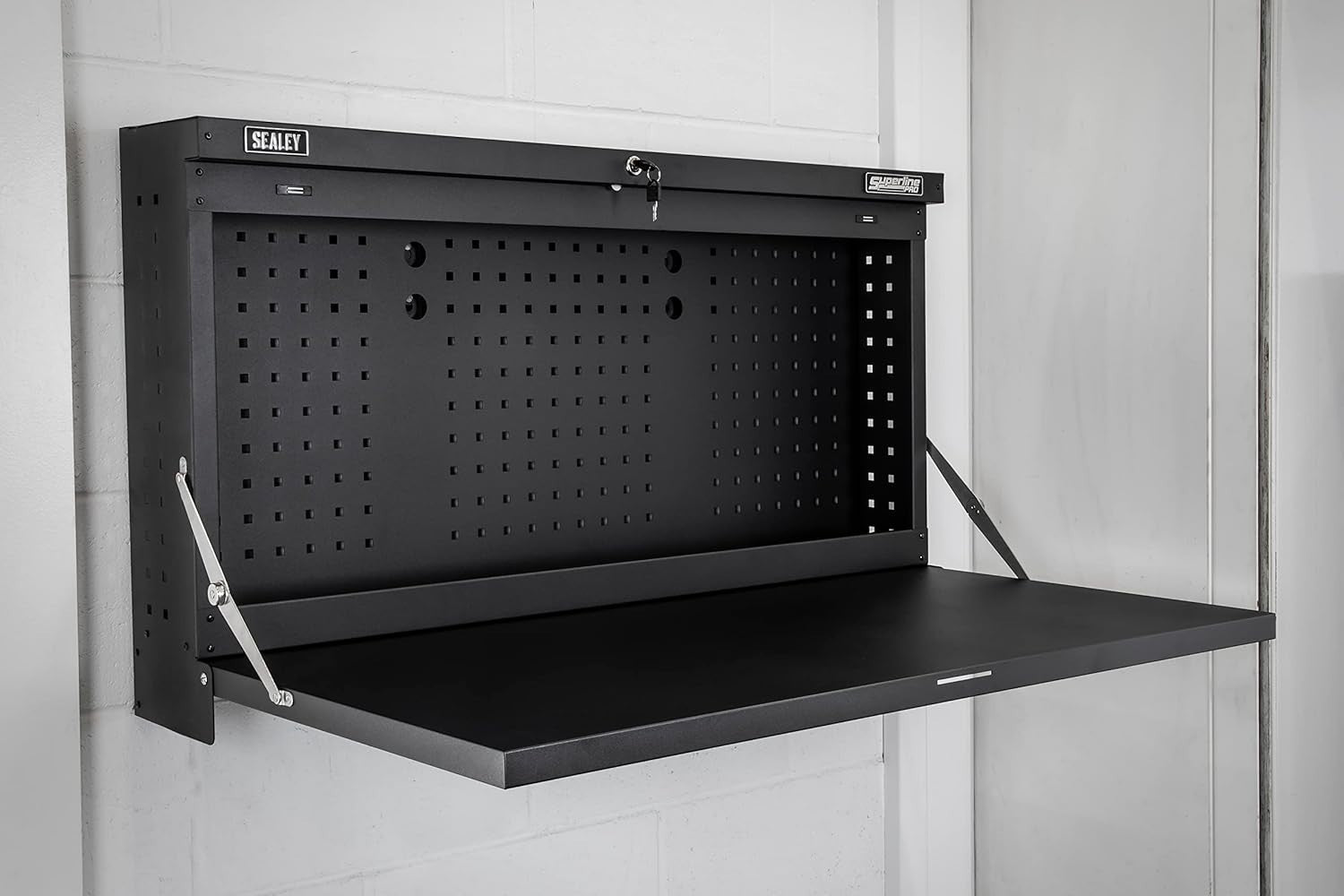 Foldable Wall Mounted Workbench 1100mm Heavy Duty 100kg Pegboard Tool Station - Kwikley