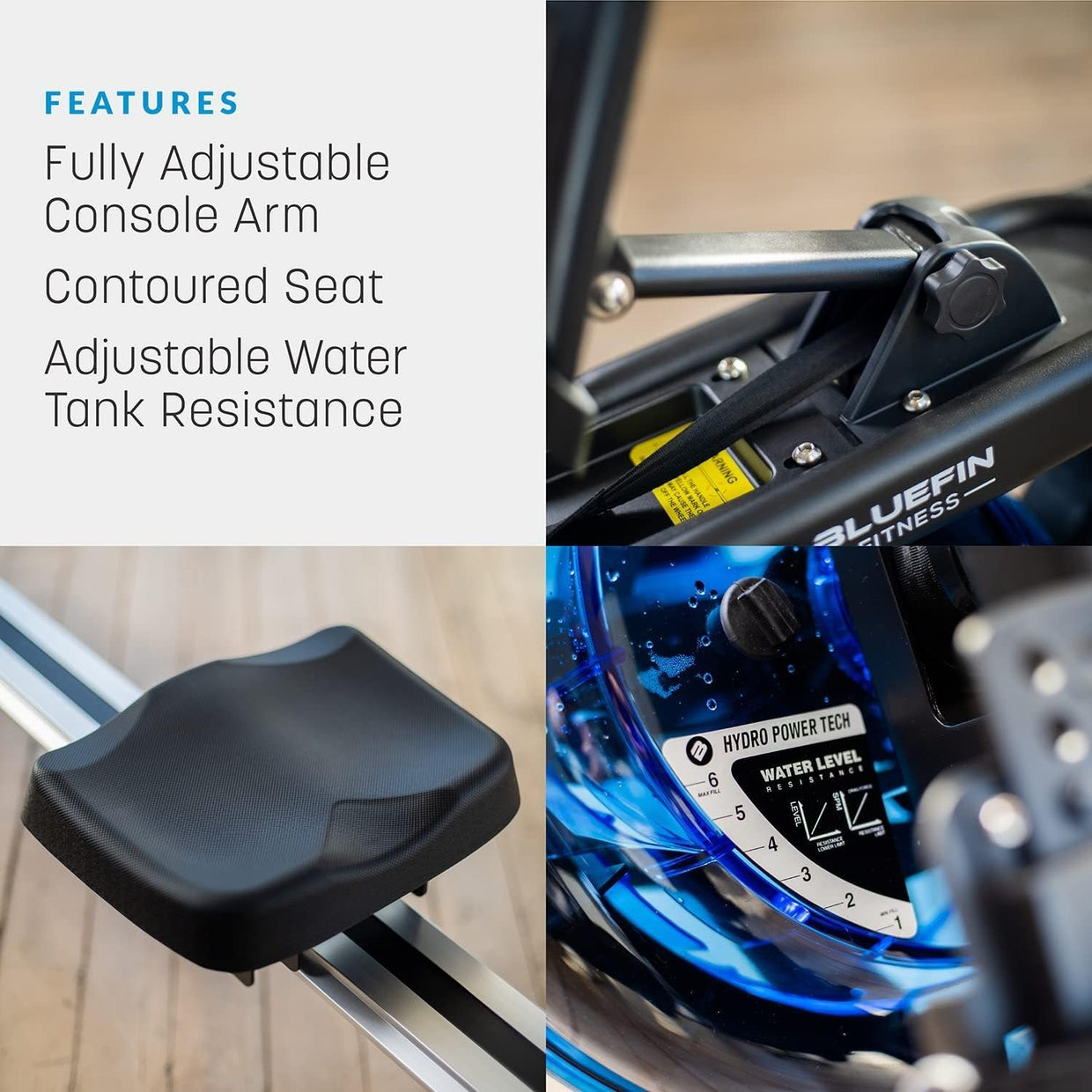 Foldable Water Rowing Machine 6 - Level Resistance LCD App Home Rower 120KG - Kwikley