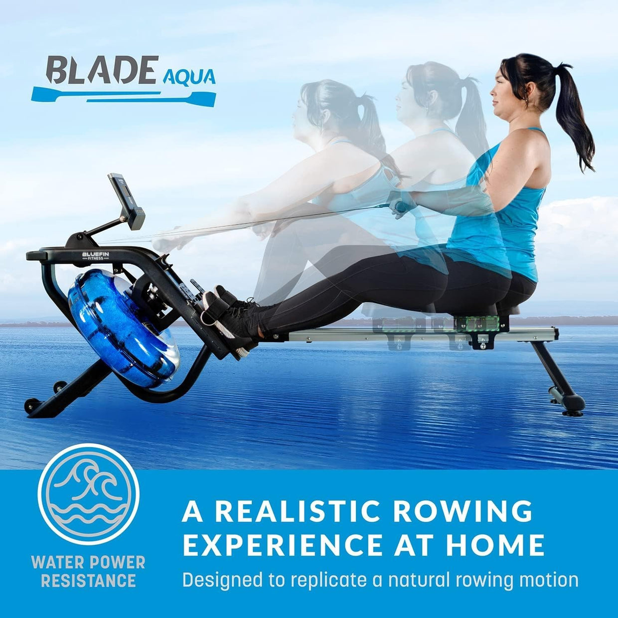 Foldable Water Rowing Machine 6 - Level Resistance LCD App Home Rower 120KG - Kwikley